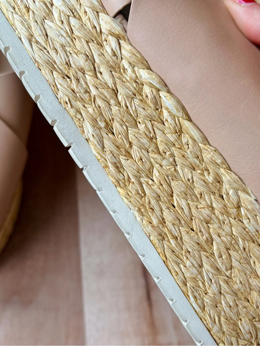 Vince Jesson Platform Espadrille Sandals in Light Beige Genuine Leather
